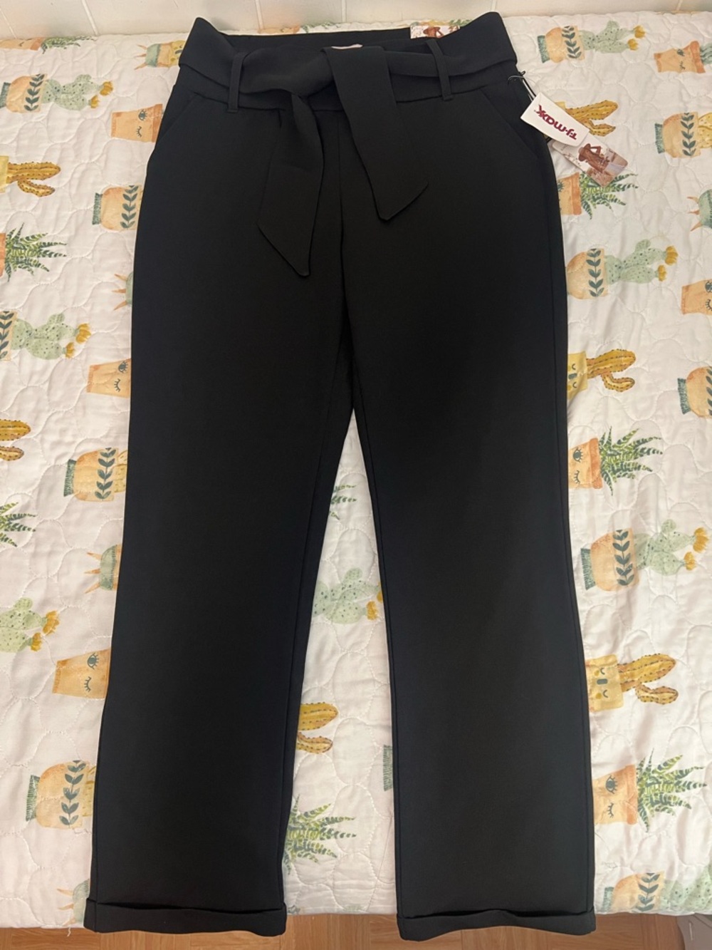 Sincerely Jules Black Straight-Leg Tie-Waist Pants